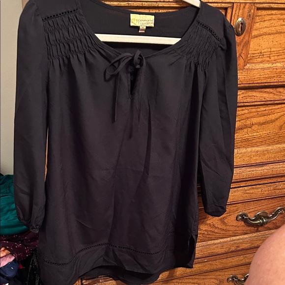 Princess Highway Black Blouse with Tie Neck - Picture 1 of 4